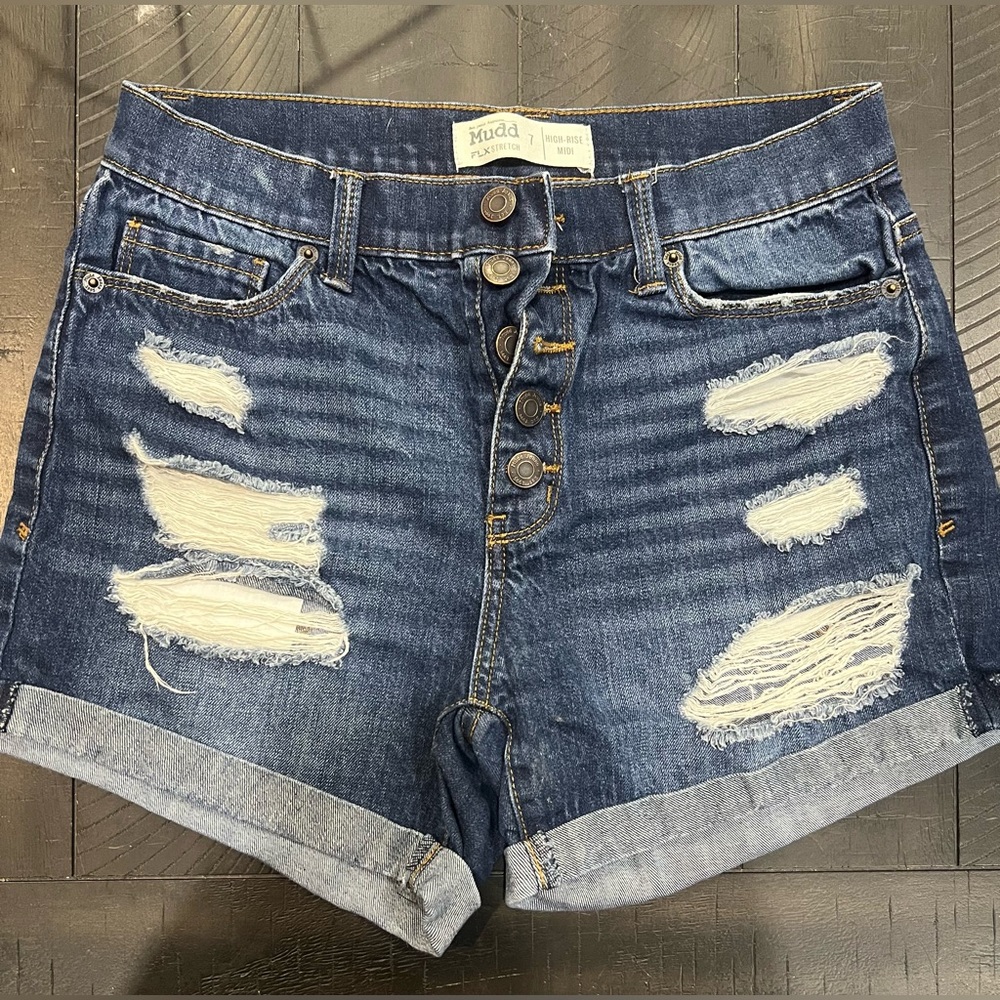 Mudd Distressed Blue Jean Shorts